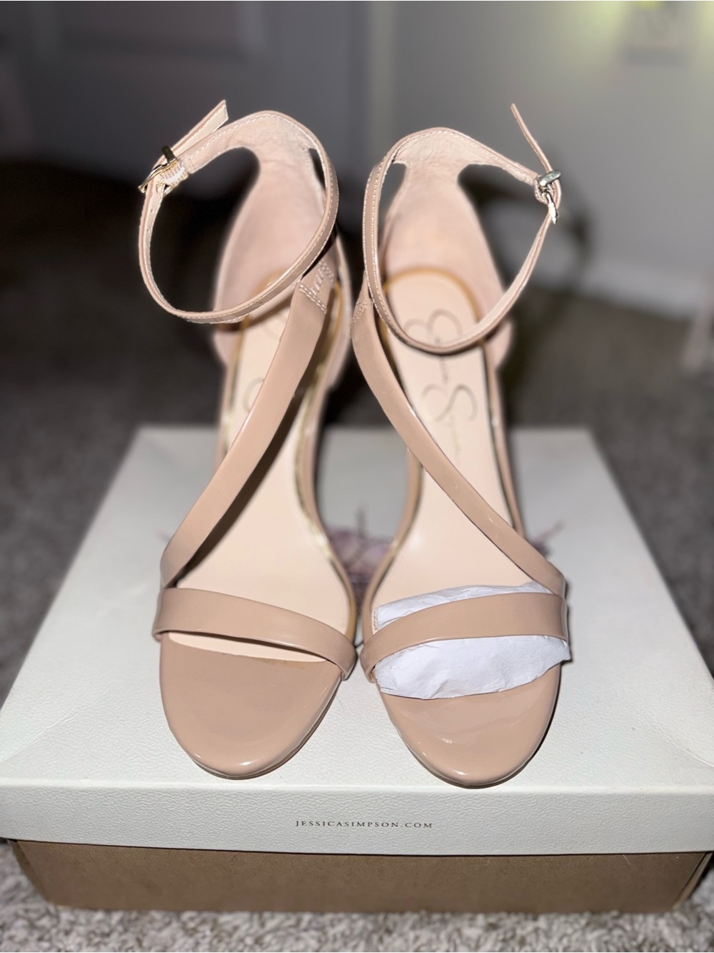 Jessica Simpson Rayli Nude Strappy Heels • Size 8M